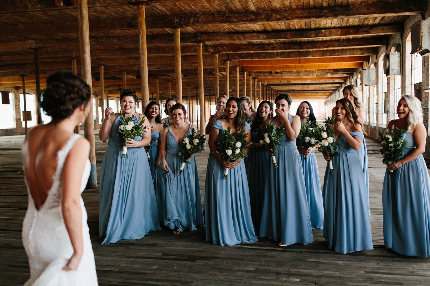 Virginia + Kory | emotional, industrial style wedding with dusty blue, ivory, and gold accents at the Mckinney Cotton Mill by North Texas Wedding Photographer Rachel Meagan Photography | 011