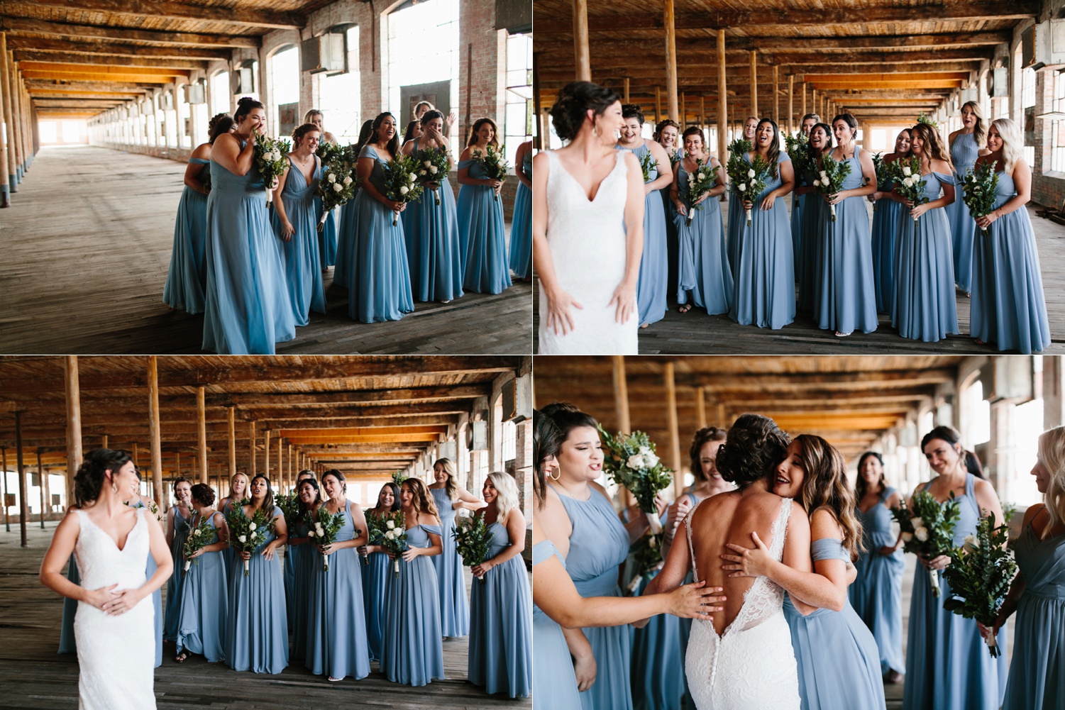 Virginia + Kory | emotional, industrial style wedding with dusty blue, ivory, and gold accents at the Mckinney Cotton Mill by North Texas Wedding Photographer Rachel Meagan Photography | 012