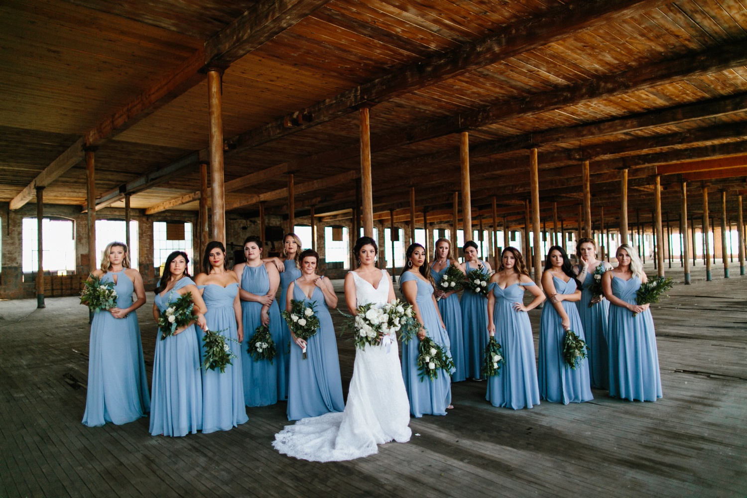 Virginia + Kory | emotional, industrial style wedding with dusty blue, ivory, and gold accents at the Mckinney Cotton Mill by North Texas Wedding Photographer Rachel Meagan Photography | 017