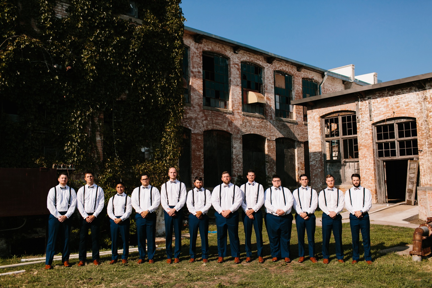 Virginia + Kory | emotional, industrial style wedding with dusty blue, ivory, and gold accents at the Mckinney Cotton Mill by North Texas Wedding Photographer Rachel Meagan Photography | 024
