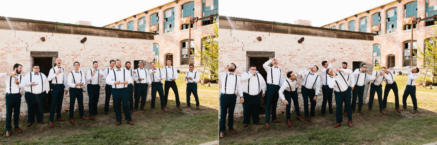 Virginia + Kory | emotional, industrial style wedding with dusty blue, ivory, and gold accents at the Mckinney Cotton Mill by North Texas Wedding Photographer Rachel Meagan Photography | 027