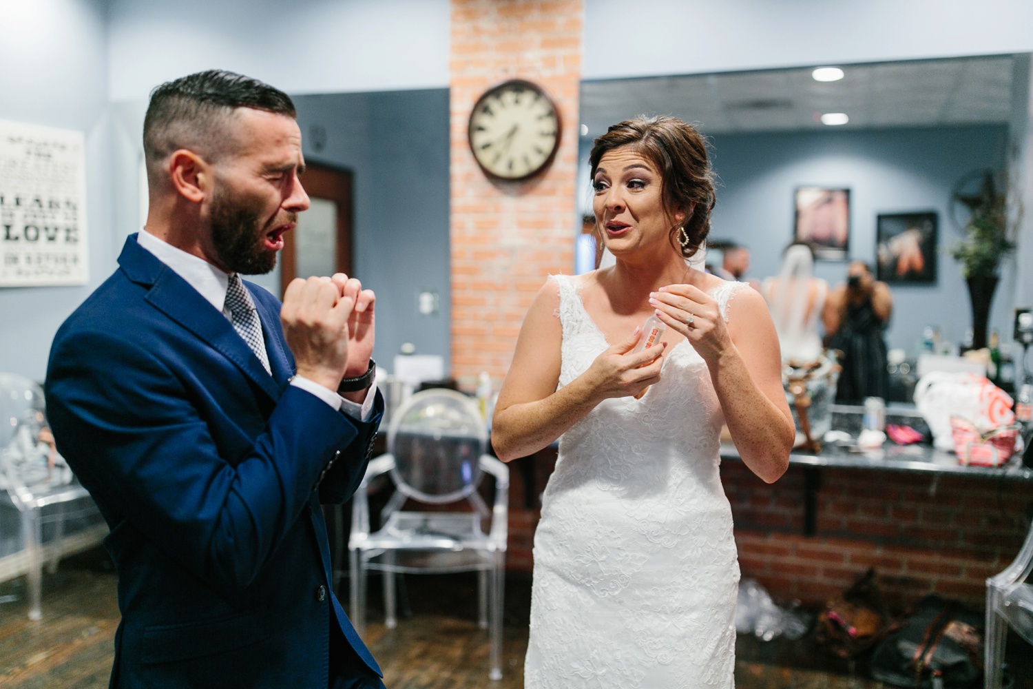 Virginia + Kory | emotional, industrial style wedding with dusty blue, ivory, and gold accents at the Mckinney Cotton Mill by North Texas Wedding Photographer Rachel Meagan Photography | 034