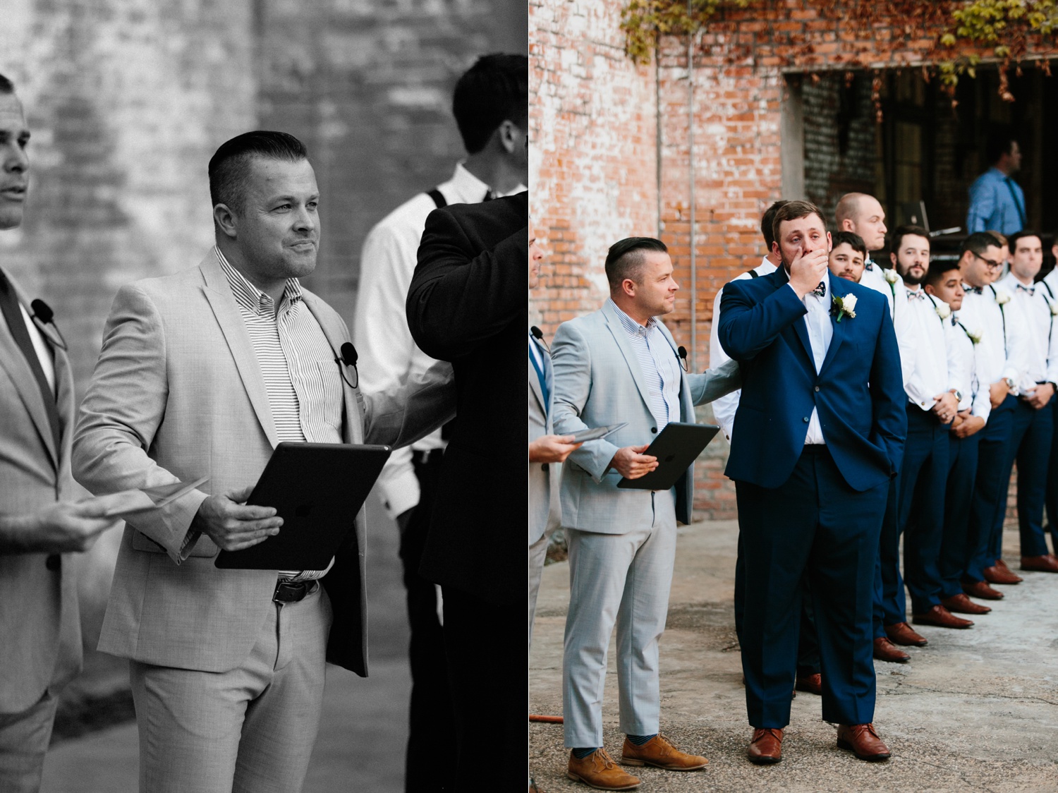 Virginia + Kory | emotional, industrial style wedding with dusty blue, ivory, and gold accents at the Mckinney Cotton Mill by North Texas Wedding Photographer Rachel Meagan Photography | 041