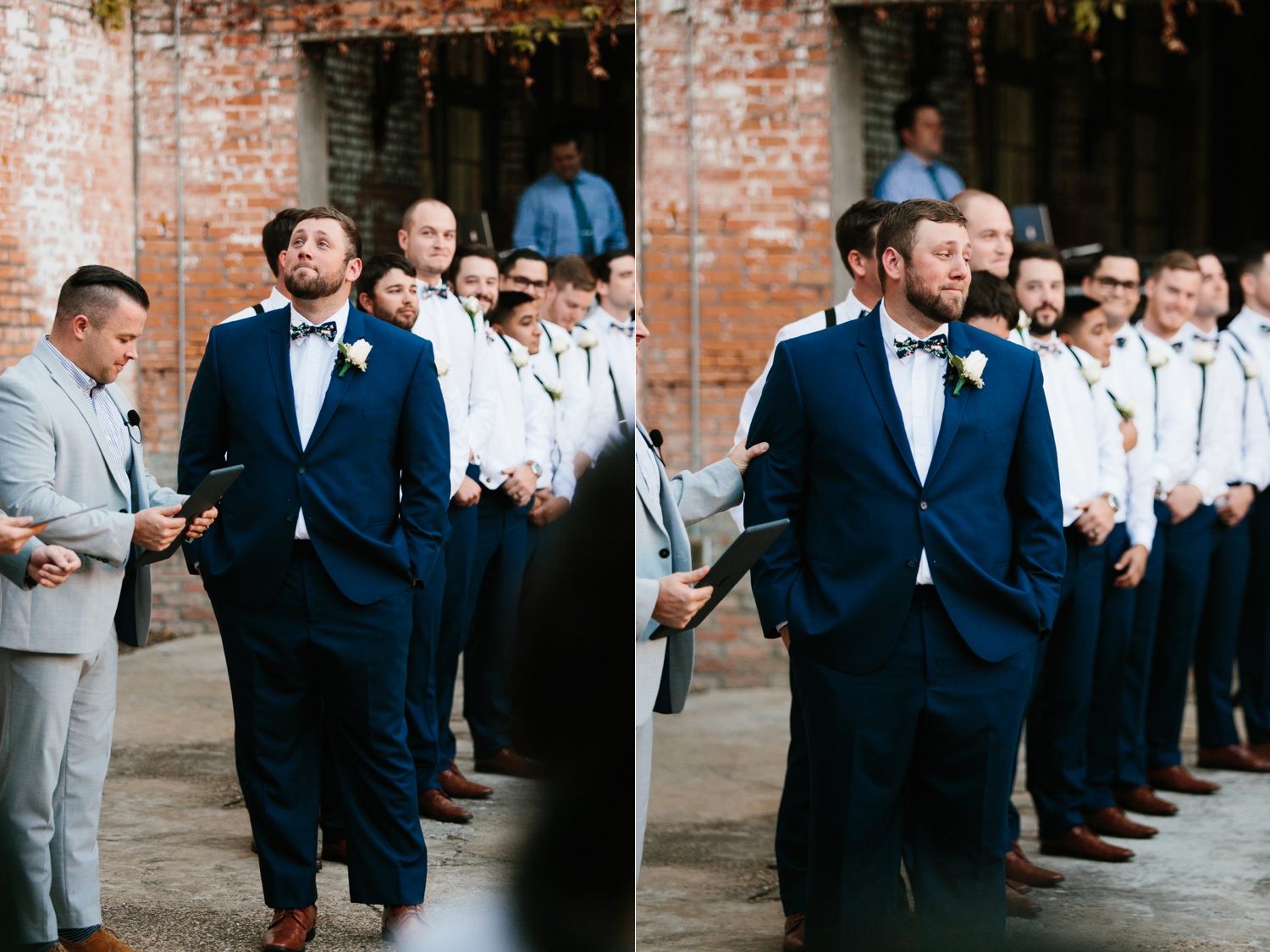 Virginia + Kory | emotional, industrial style wedding with dusty blue, ivory, and gold accents at the Mckinney Cotton Mill by North Texas Wedding Photographer Rachel Meagan Photography | 043