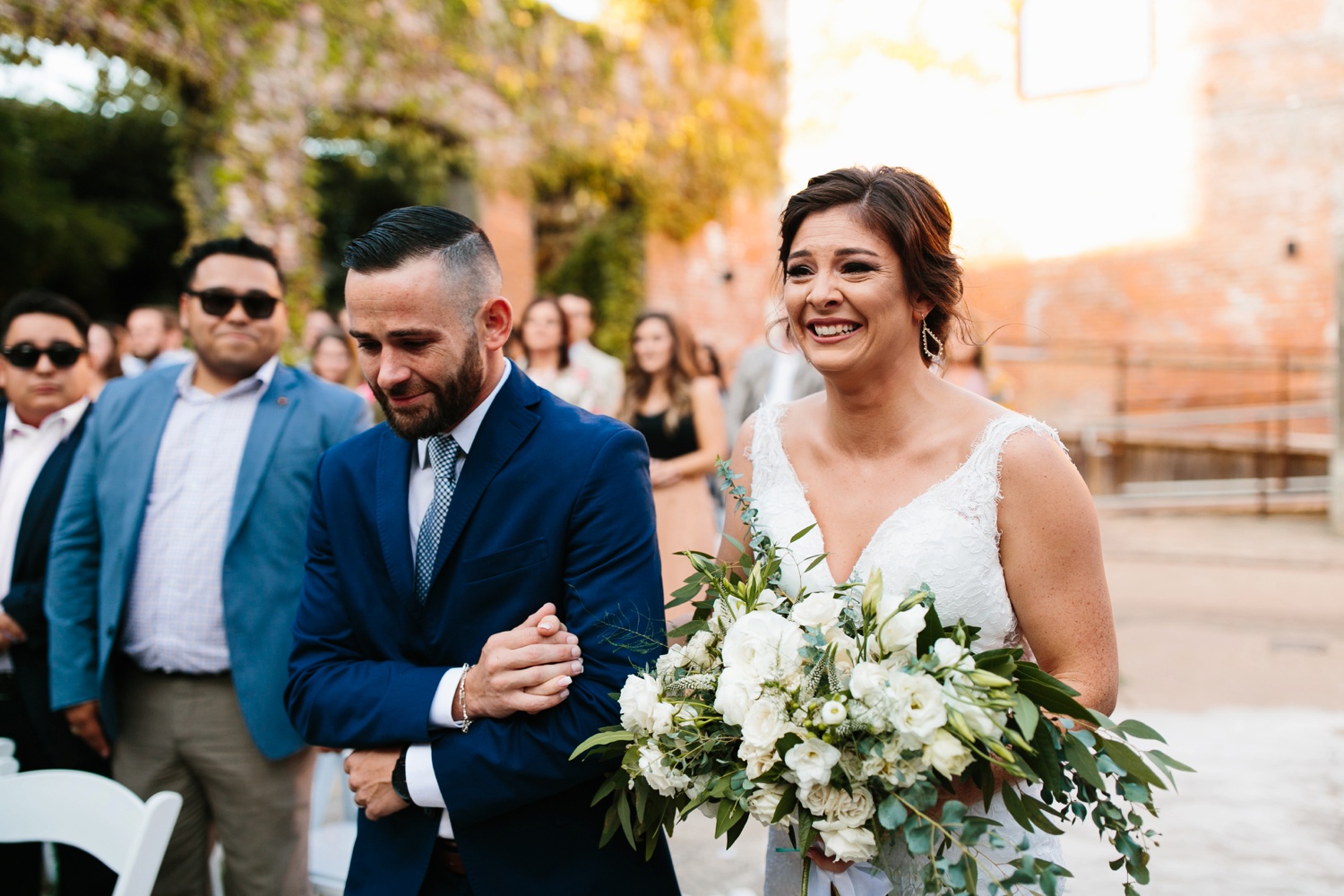 Virginia + Kory | emotional, industrial style wedding with dusty blue, ivory, and gold accents at the Mckinney Cotton Mill by North Texas Wedding Photographer Rachel Meagan Photography | 045