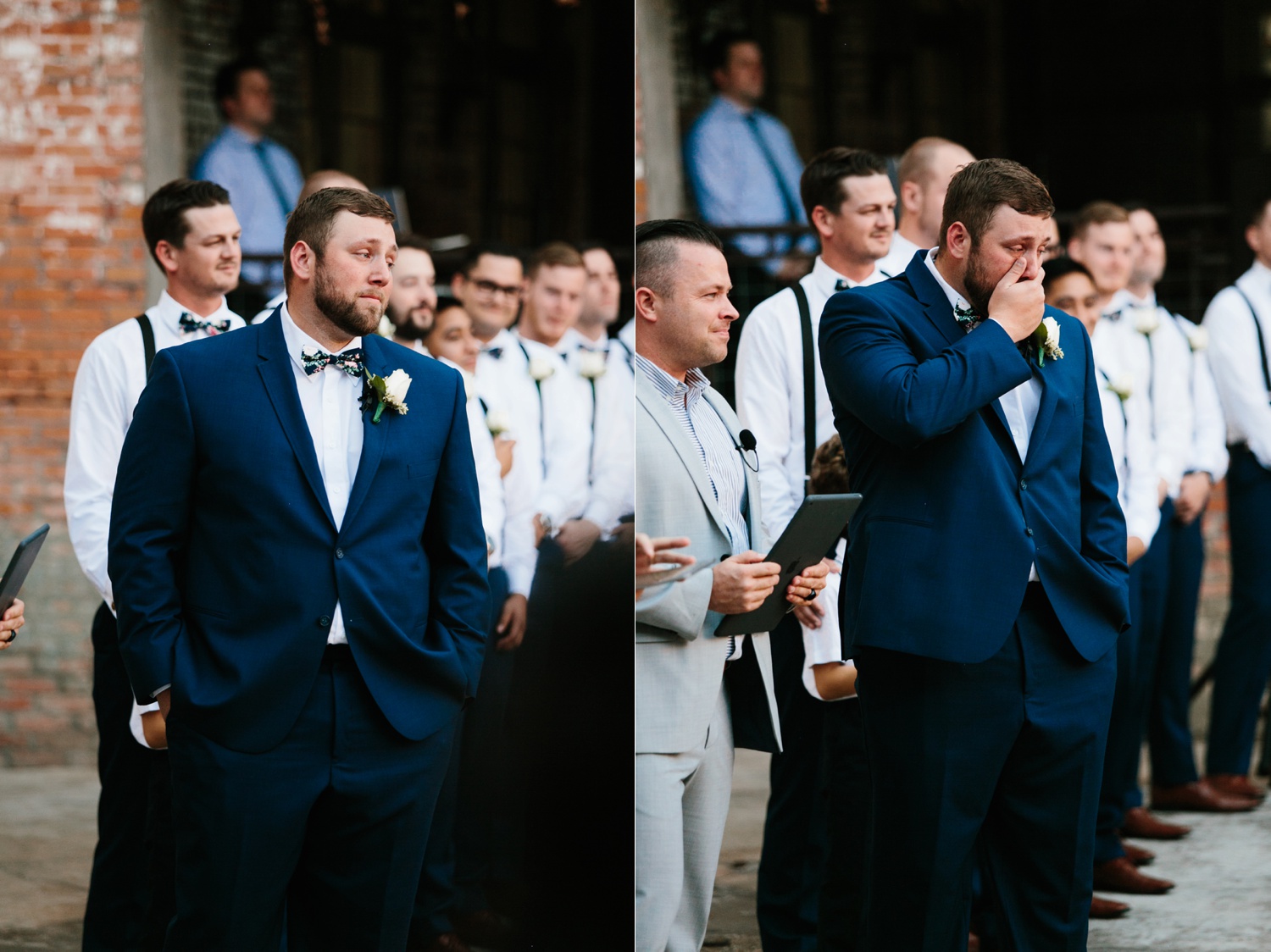 Virginia + Kory | emotional, industrial style wedding with dusty blue, ivory, and gold accents at the Mckinney Cotton Mill by North Texas Wedding Photographer Rachel Meagan Photography | 046