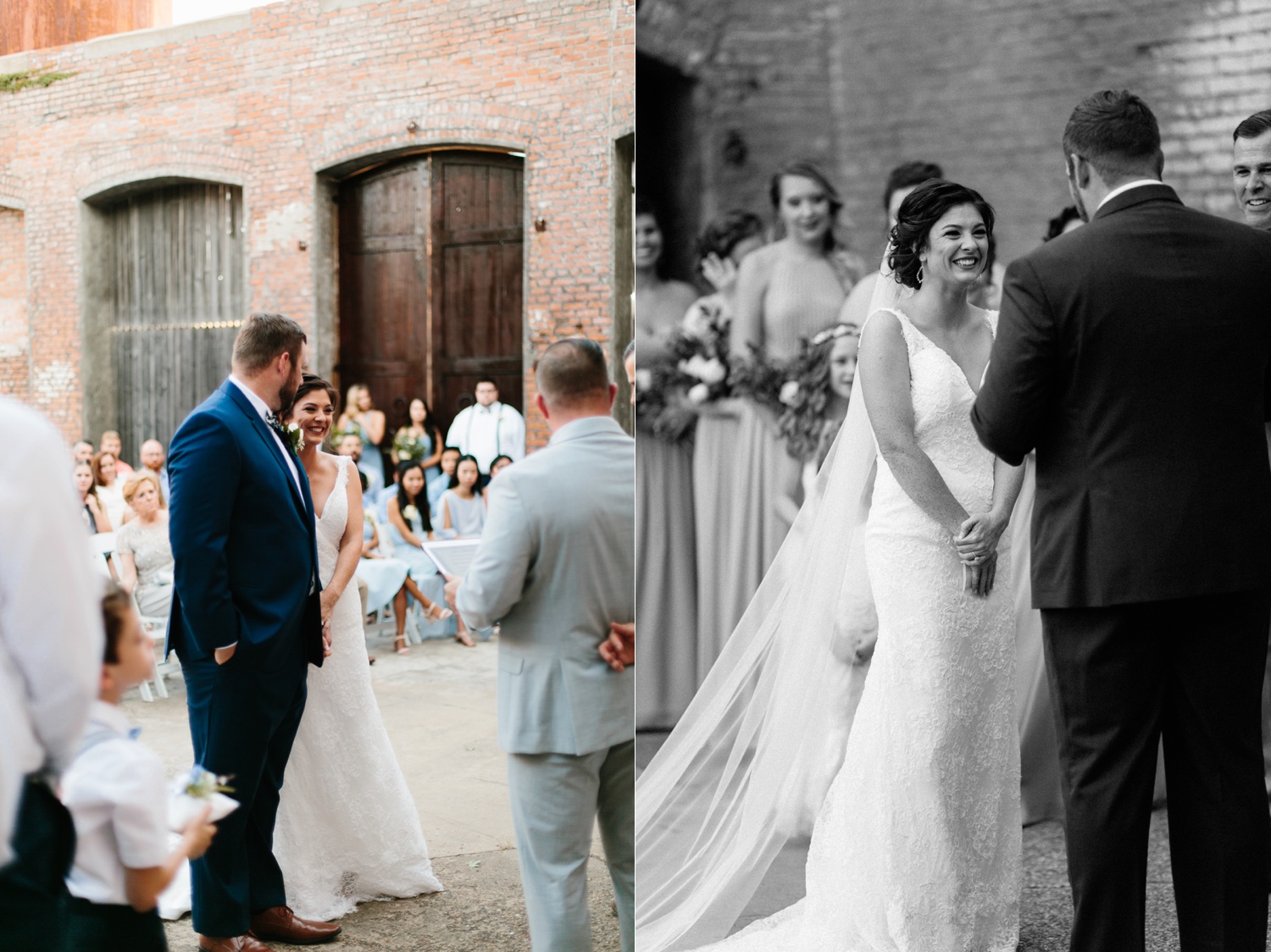 Virginia + Kory | emotional, industrial style wedding with dusty blue, ivory, and gold accents at the Mckinney Cotton Mill by North Texas Wedding Photographer Rachel Meagan Photography | 064