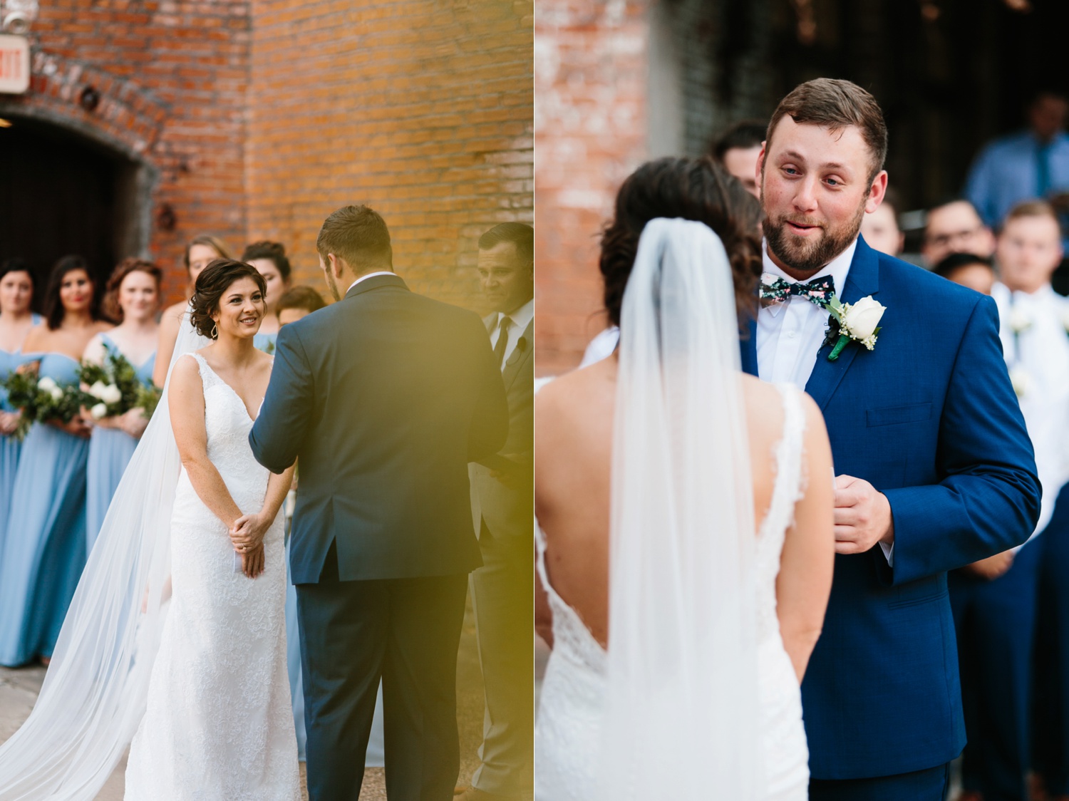 Virginia + Kory | emotional, industrial style wedding with dusty blue, ivory, and gold accents at the Mckinney Cotton Mill by North Texas Wedding Photographer Rachel Meagan Photography | 066