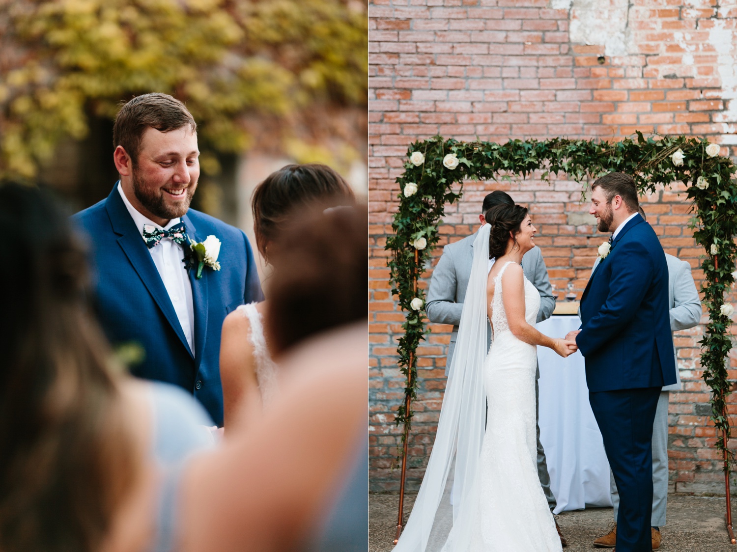 Virginia + Kory | emotional, industrial style wedding with dusty blue, ivory, and gold accents at the Mckinney Cotton Mill by North Texas Wedding Photographer Rachel Meagan Photography | 072