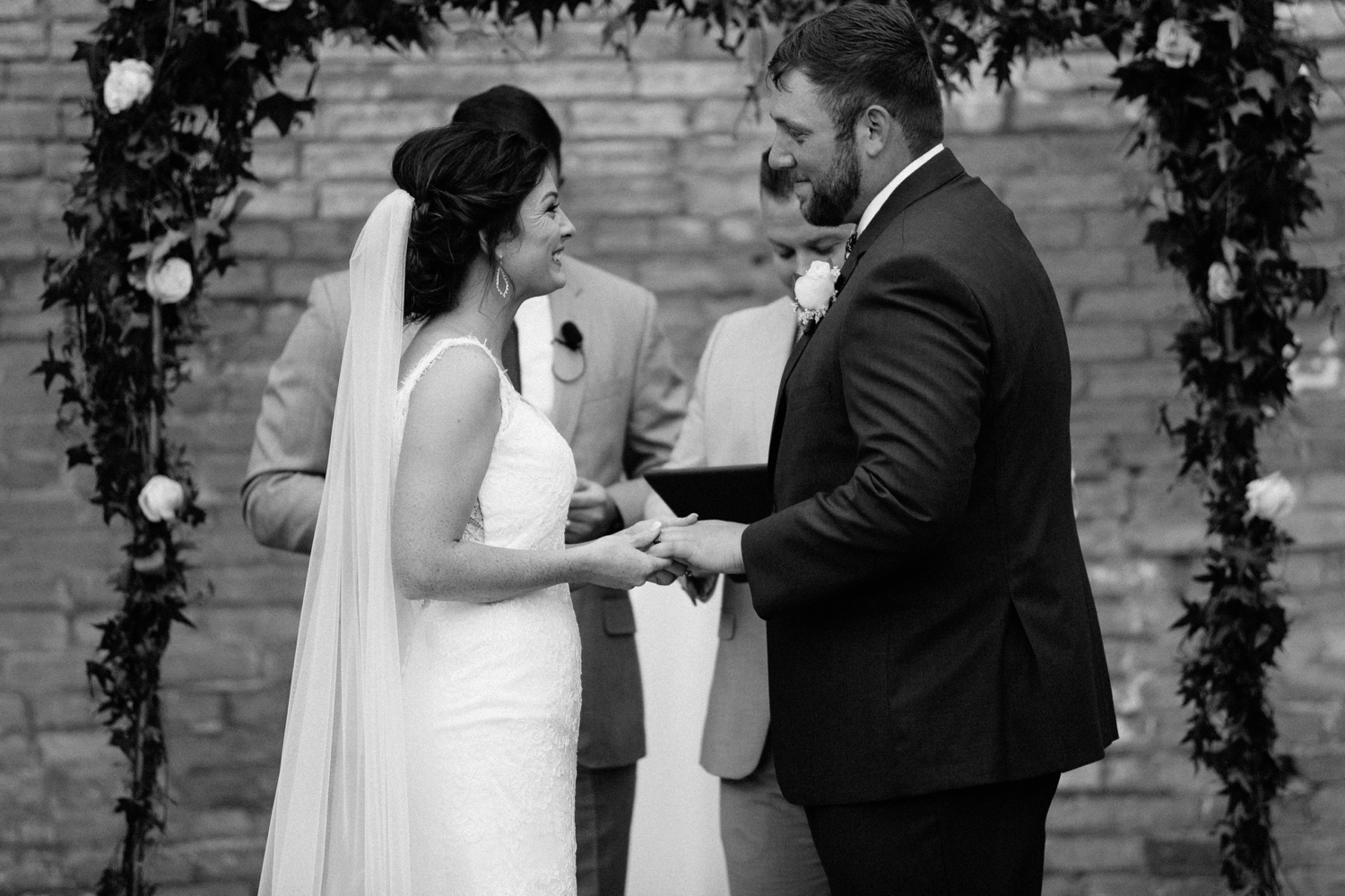 Virginia + Kory | emotional, industrial style wedding with dusty blue, ivory, and gold accents at the Mckinney Cotton Mill by North Texas Wedding Photographer Rachel Meagan Photography | 075