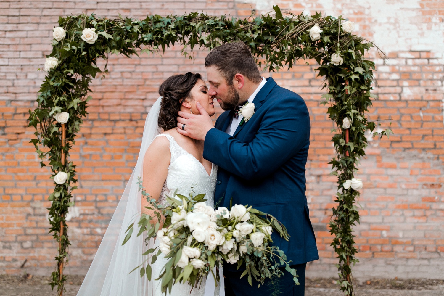 Virginia + Kory | emotional, industrial style wedding with dusty blue, ivory, and gold accents at the Mckinney Cotton Mill by North Texas Wedding Photographer Rachel Meagan Photography | 084
