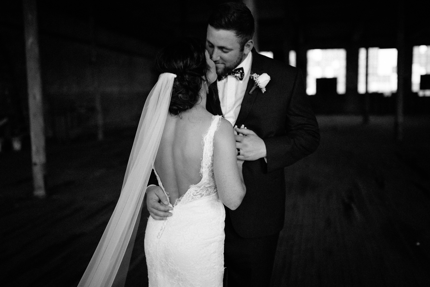 Virginia + Kory | emotional, industrial style wedding with dusty blue, ivory, and gold accents at the Mckinney Cotton Mill by North Texas Wedding Photographer Rachel Meagan Photography | 096