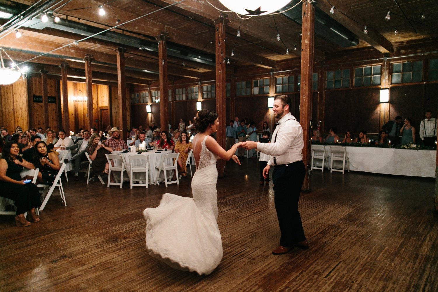 Virginia + Kory | emotional, industrial style wedding with dusty blue, ivory, and gold accents at the Mckinney Cotton Mill by North Texas Wedding Photographer Rachel Meagan Photography | 105