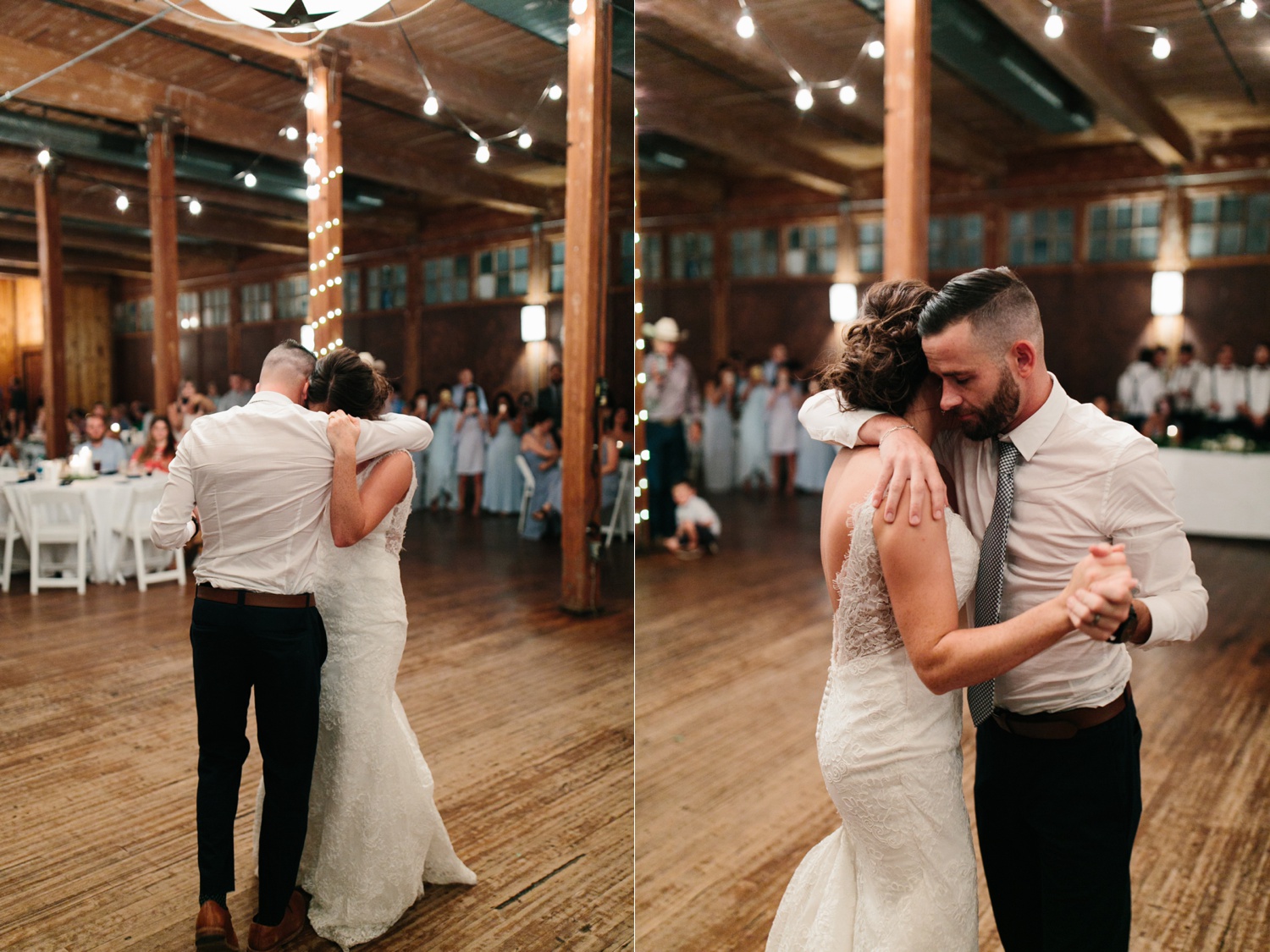 Virginia + Kory | emotional, industrial style wedding with dusty blue, ivory, and gold accents at the Mckinney Cotton Mill by North Texas Wedding Photographer Rachel Meagan Photography | 110