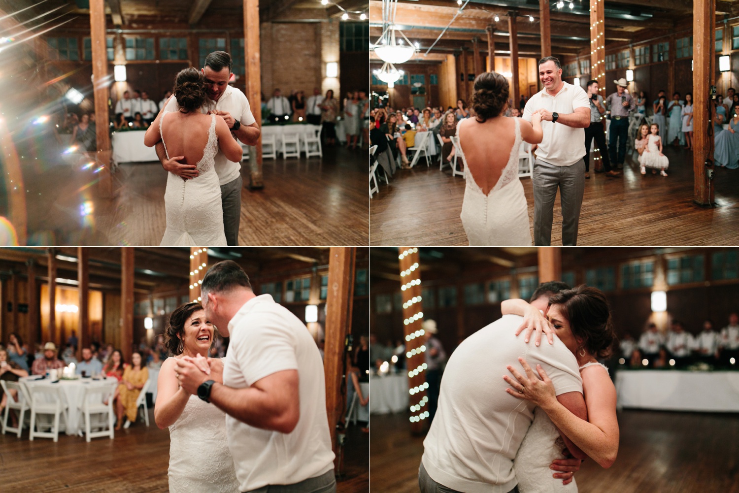 Virginia + Kory | emotional, industrial style wedding with dusty blue, ivory, and gold accents at the Mckinney Cotton Mill by North Texas Wedding Photographer Rachel Meagan Photography | 113