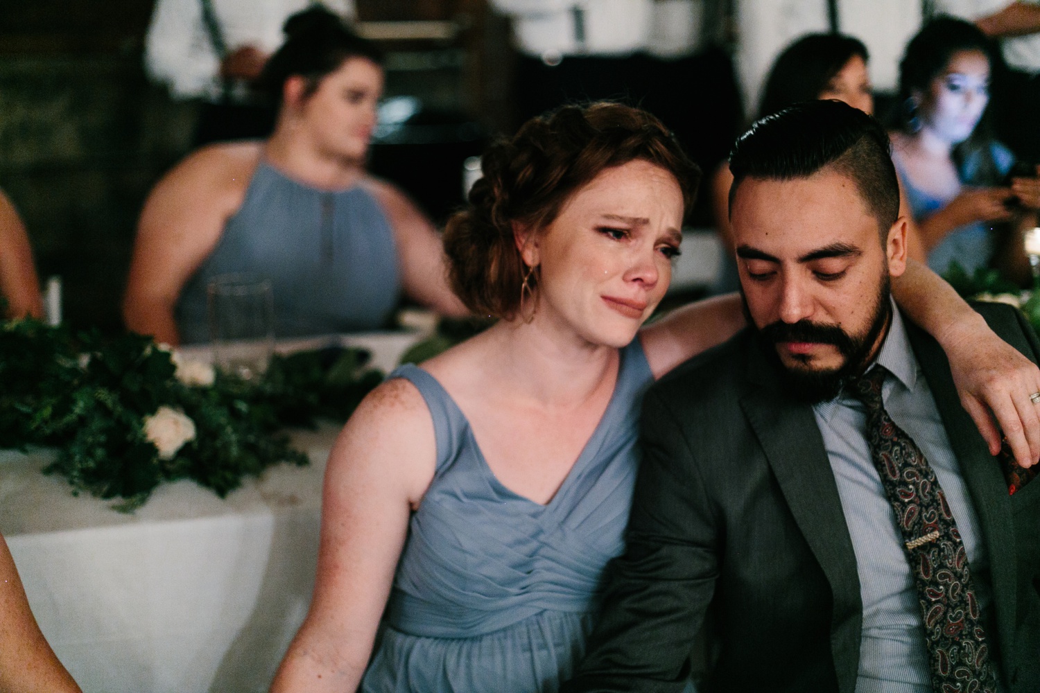 Virginia + Kory | emotional, industrial style wedding with dusty blue, ivory, and gold accents at the Mckinney Cotton Mill by North Texas Wedding Photographer Rachel Meagan Photography | 115