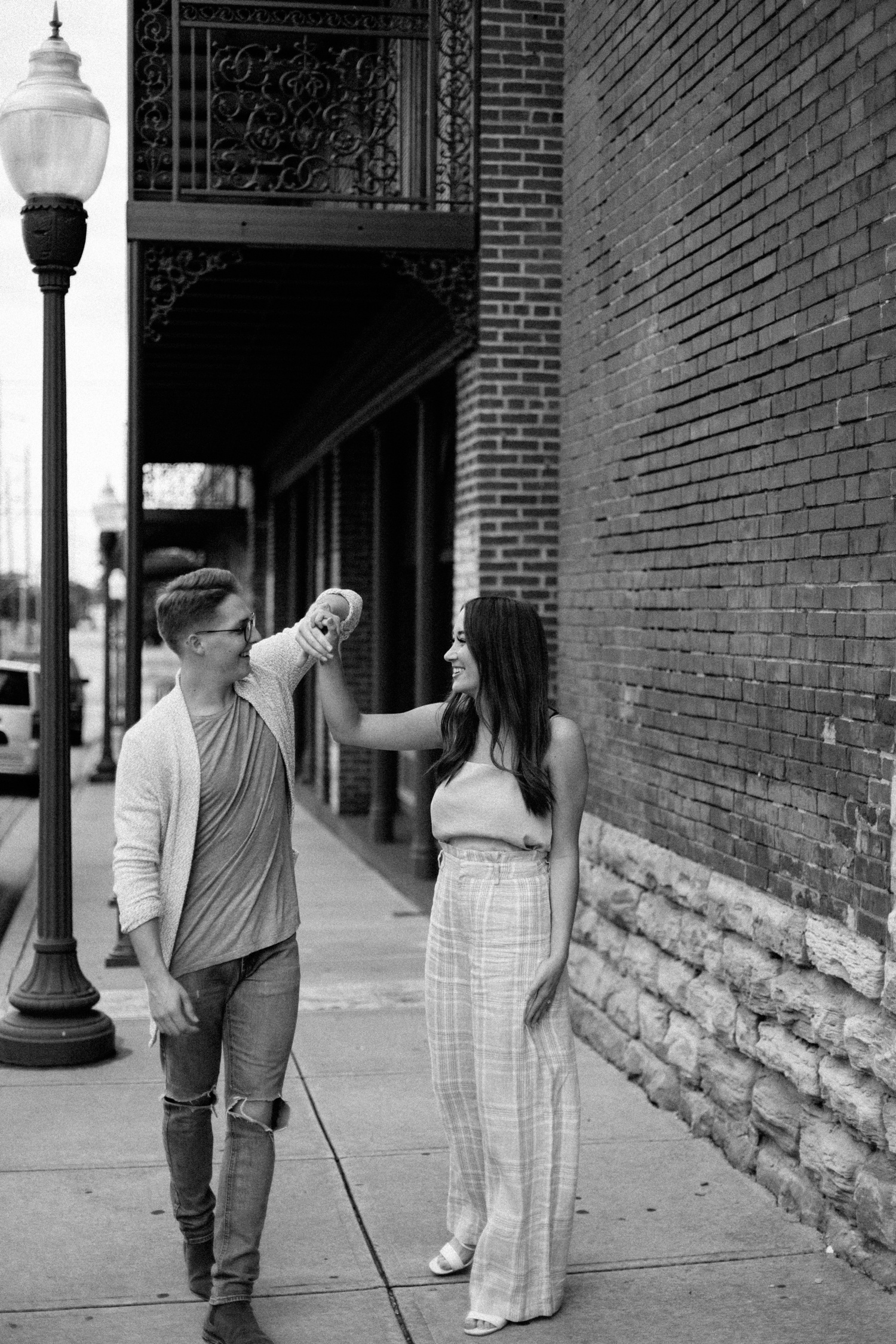 Annie + Max | cozy coffee shop, dowtown Fort Smith, Hawksbill Crag stylish engagement session in the Ozark National Forest by Destination Wedding Photographer Rachel Meagan Photography | 076