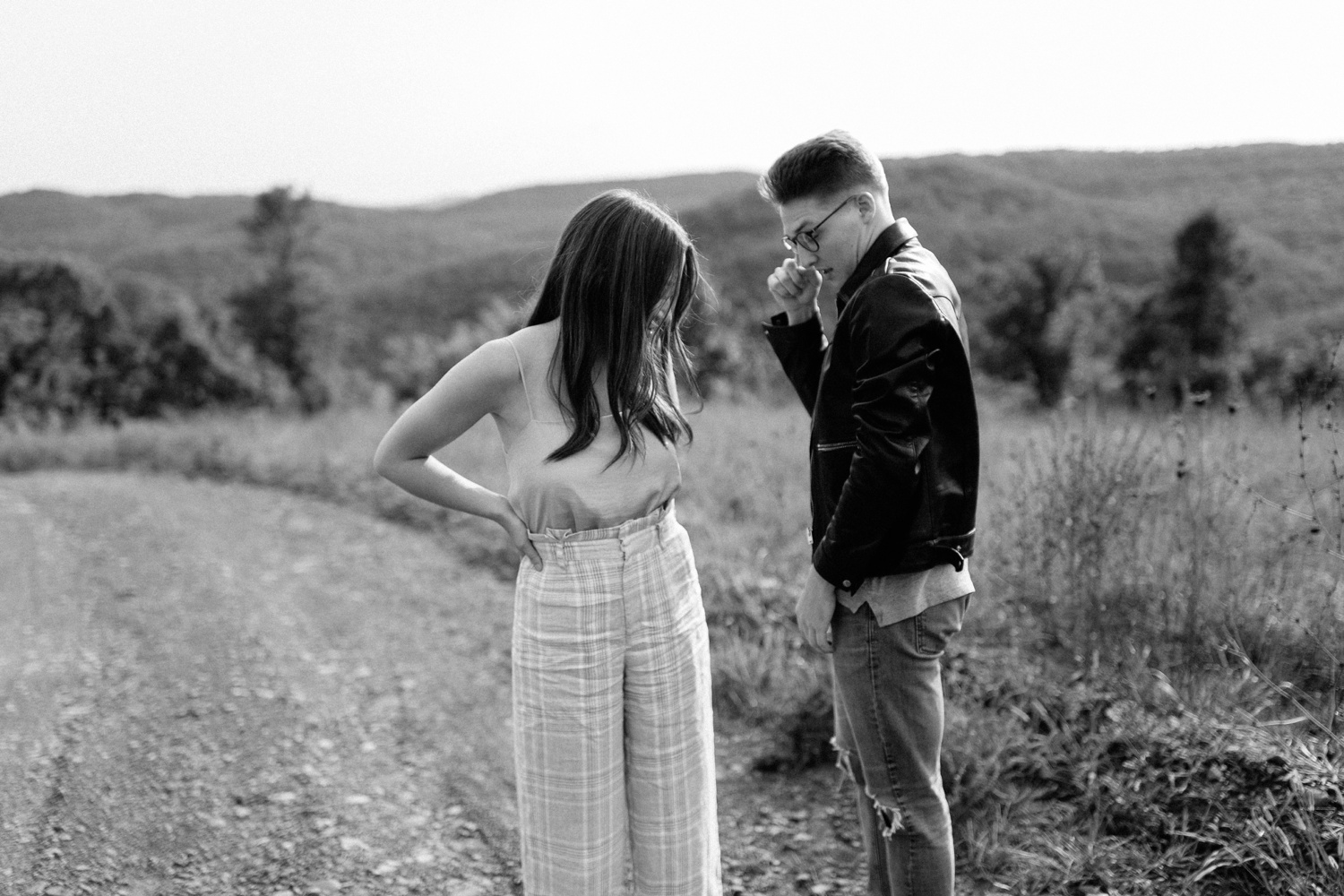 Annie + Max | cozy coffee shop, dowtown Fort Smith, Hawksbill Crag stylish engagement session in the Ozark National Forest by Destination Wedding Photographer Rachel Meagan Photography | 093