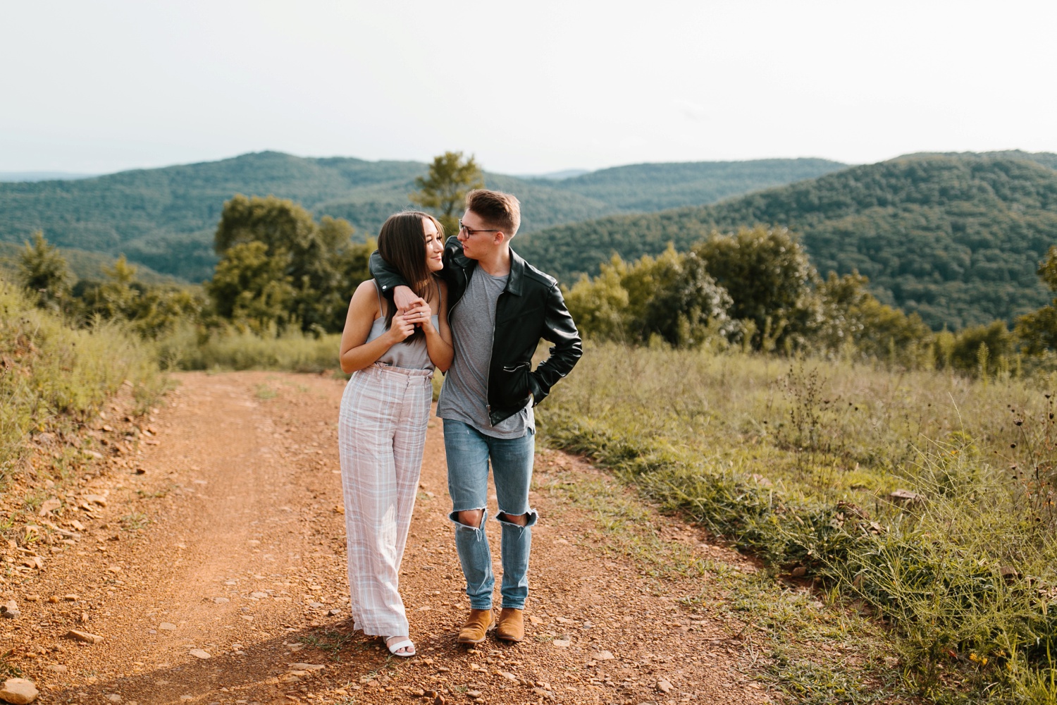 Annie + Max | cozy coffee shop, dowtown Fort Smith, Hawksbill Crag stylish engagement session in the Ozark National Forest by Destination Wedding Photographer Rachel Meagan Photography | 096