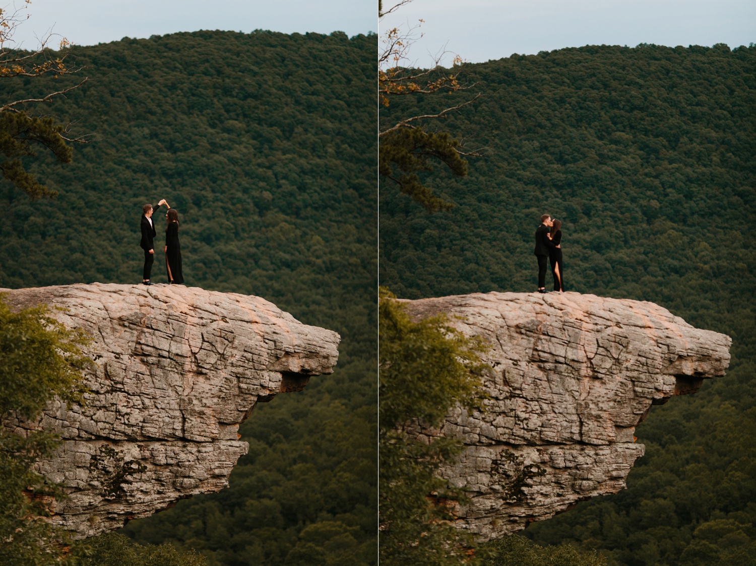 Annie + Max | cozy coffee shop, dowtown Fort Smith, Hawksbill Crag stylish engagement session in the Ozark National Forest by Destination Wedding Photographer Rachel Meagan Photography | 125