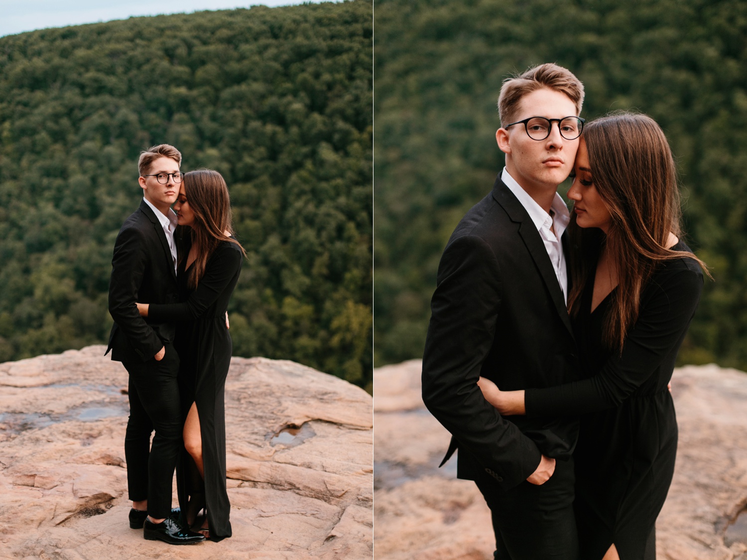 Annie + Max | cozy coffee shop, dowtown Fort Smith, Hawksbill Crag stylish engagement session in the Ozark National Forest by Destination Wedding Photographer Rachel Meagan Photography | 128