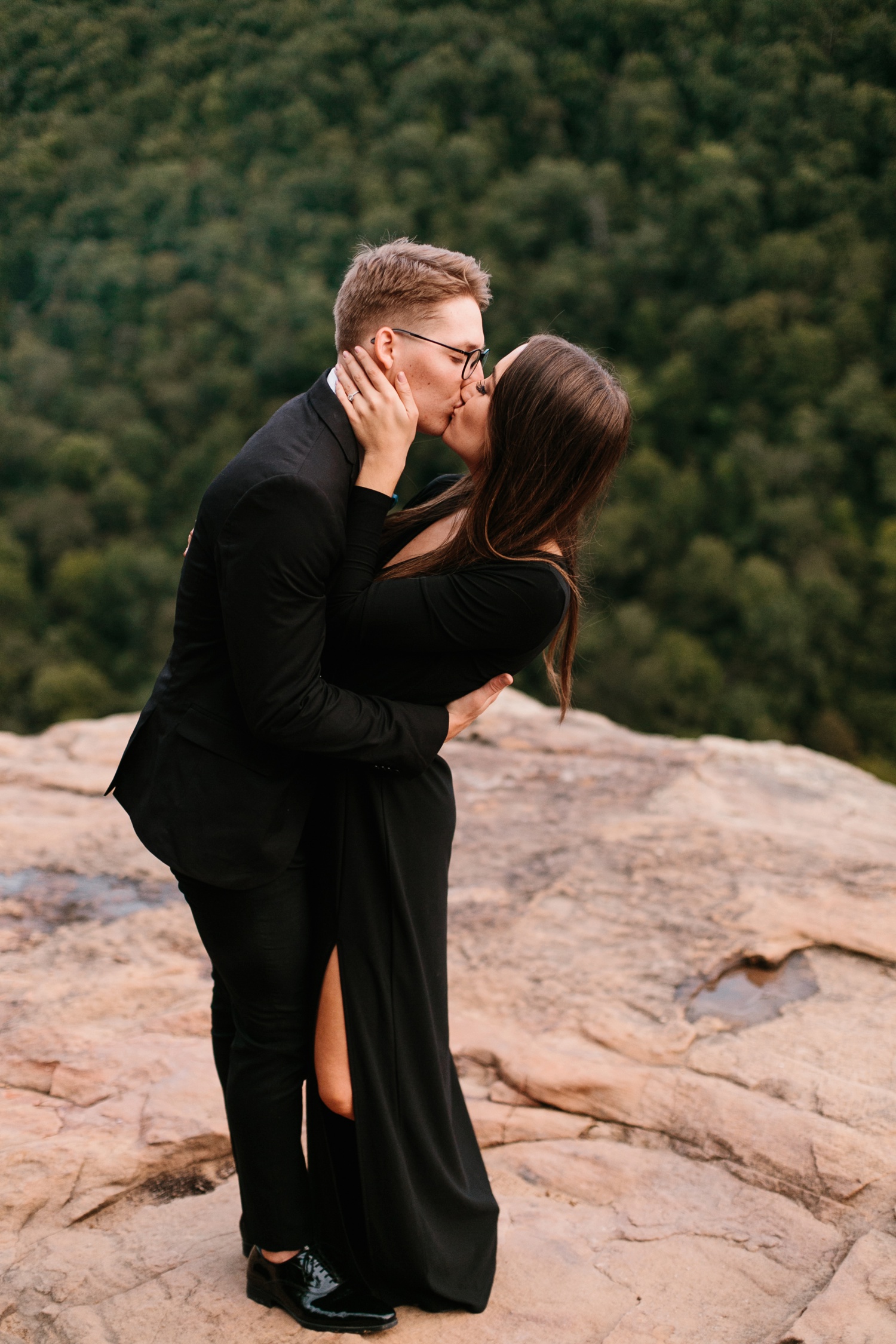 Annie + Max | cozy coffee shop, dowtown Fort Smith, Hawksbill Crag stylish engagement session in the Ozark National Forest by Destination Wedding Photographer Rachel Meagan Photography | 129