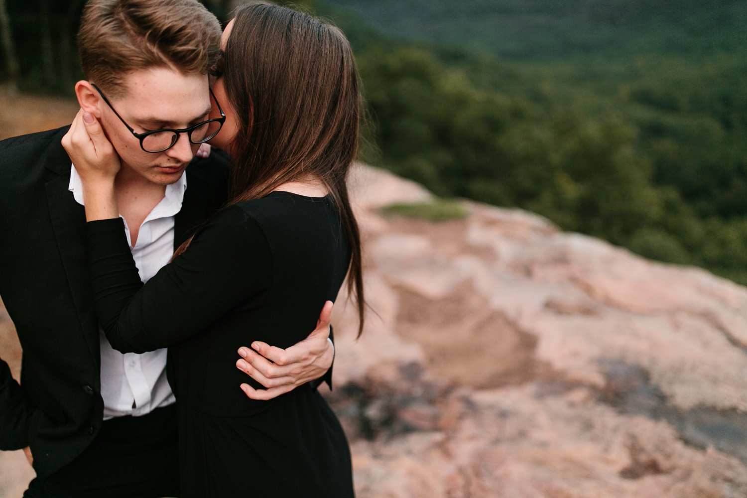 Annie + Max | cozy coffee shop, dowtown Fort Smith, Hawksbill Crag stylish engagement session in the Ozark National Forest by Destination Wedding Photographer Rachel Meagan Photography | 132