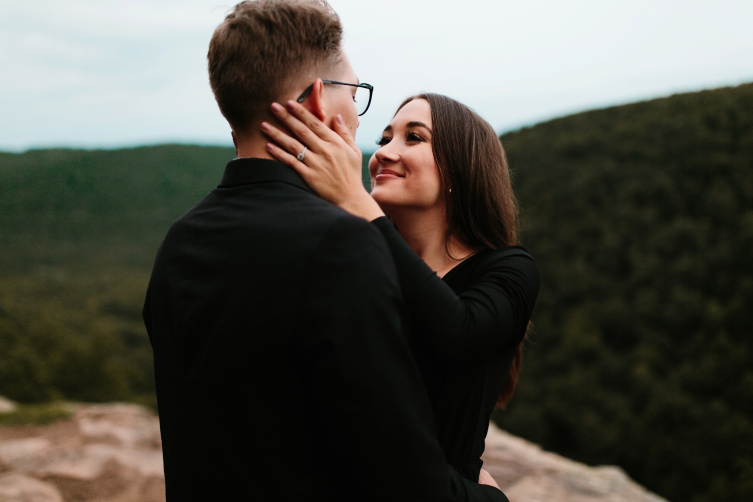 Annie + Max | cozy coffee shop, dowtown Fort Smith, Hawksbill Crag stylish engagement session in the Ozark National Forest by Destination Wedding Photographer Rachel Meagan Photography | 137
