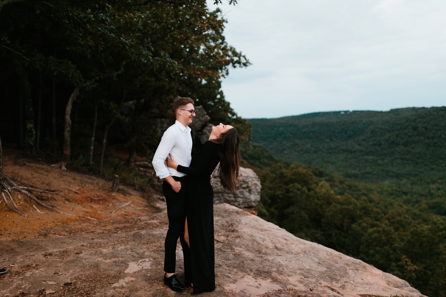 Annie + Max | cozy coffee shop, dowtown Fort Smith, Hawksbill Crag stylish engagement session in the Ozark National Forest by Destination Wedding Photographer Rachel Meagan Photography | 140