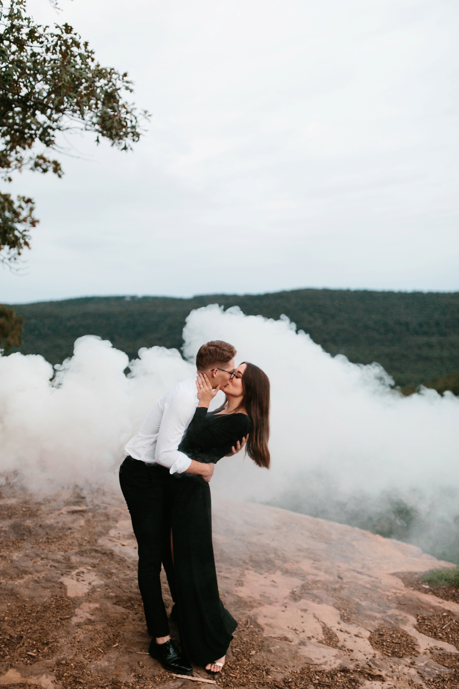 Annie + Max | cozy coffee shop, dowtown Fort Smith, Hawksbill Crag stylish engagement session in the Ozark National Forest by Destination Wedding Photographer Rachel Meagan Photography | 142